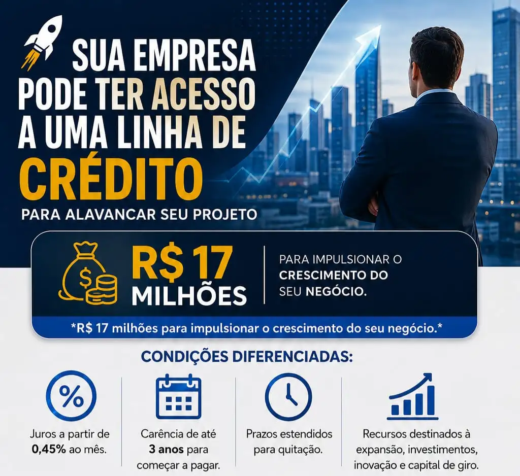 Invista no futuro da sua empresa com condições diferenciadas e faça seu negócio alcançar um novo patamar.